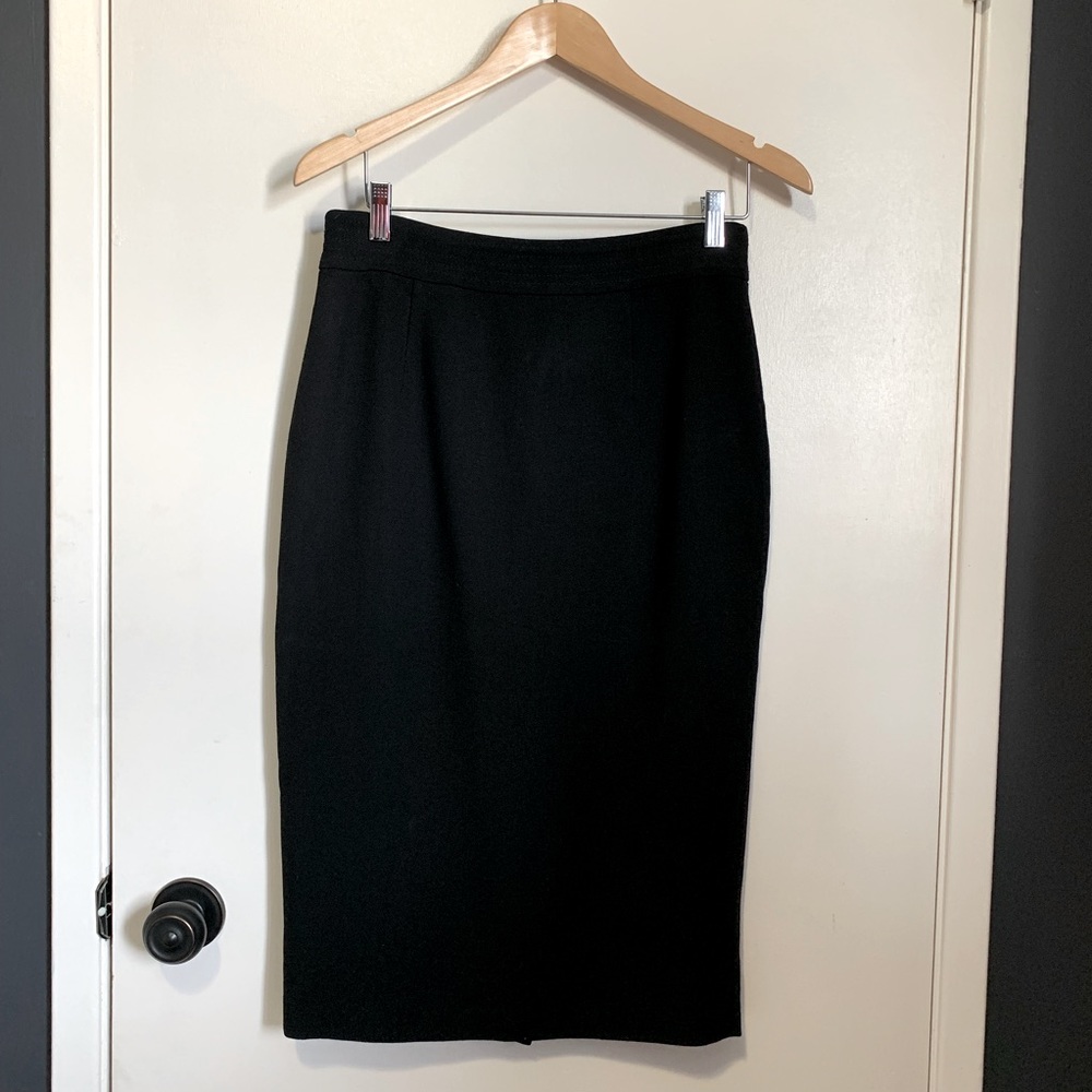 Hobbs London Pencil Skirt 6 Wool Black Midi